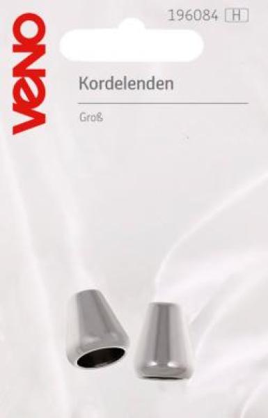 Veno Kordelenden konisch silberfarbig, 7 mm Durchmesser (groß)